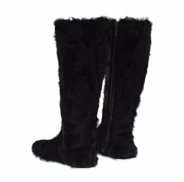 Dolce & Gabbana Black Xiangao Lamb Fur Leather Boots • Fashion Brands ...