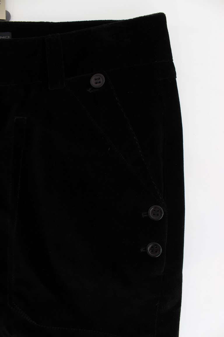 Ermanno Scervino Black Velvet Cotton Straight Legs Pants • Fashion ...