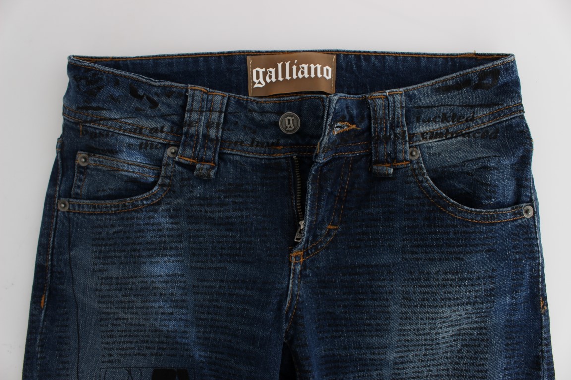 John Galliano Wash Cotton Blend Slim Fit Bootcut Jeans in Blue Save 27% Womens Clothing Jeans Bootcut jeans 