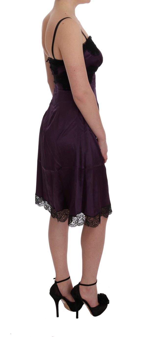 Dolce & Gabbana Silk Stretch Black Lace Dress in Purple Womens Dresses Dolce & Gabbana Dresses Save 22% 