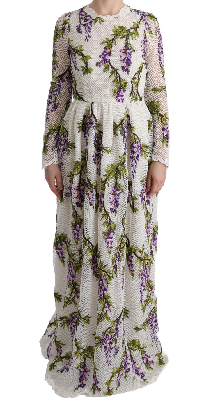 flower embroidered maxi dress