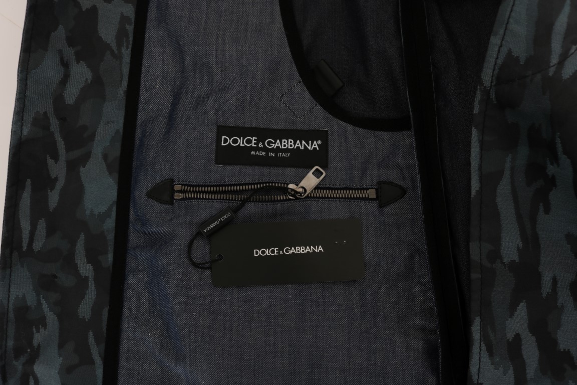 Dolce & Gabbana Blue Camouflage Trench Trench • Fashion Brands Outlet