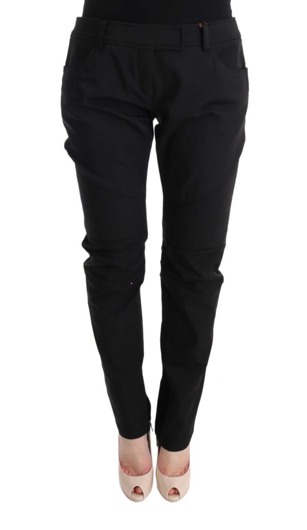 Ermanno Scervino Black Cotton Slim Fit Casual Pants • Fashion Brands Outlet