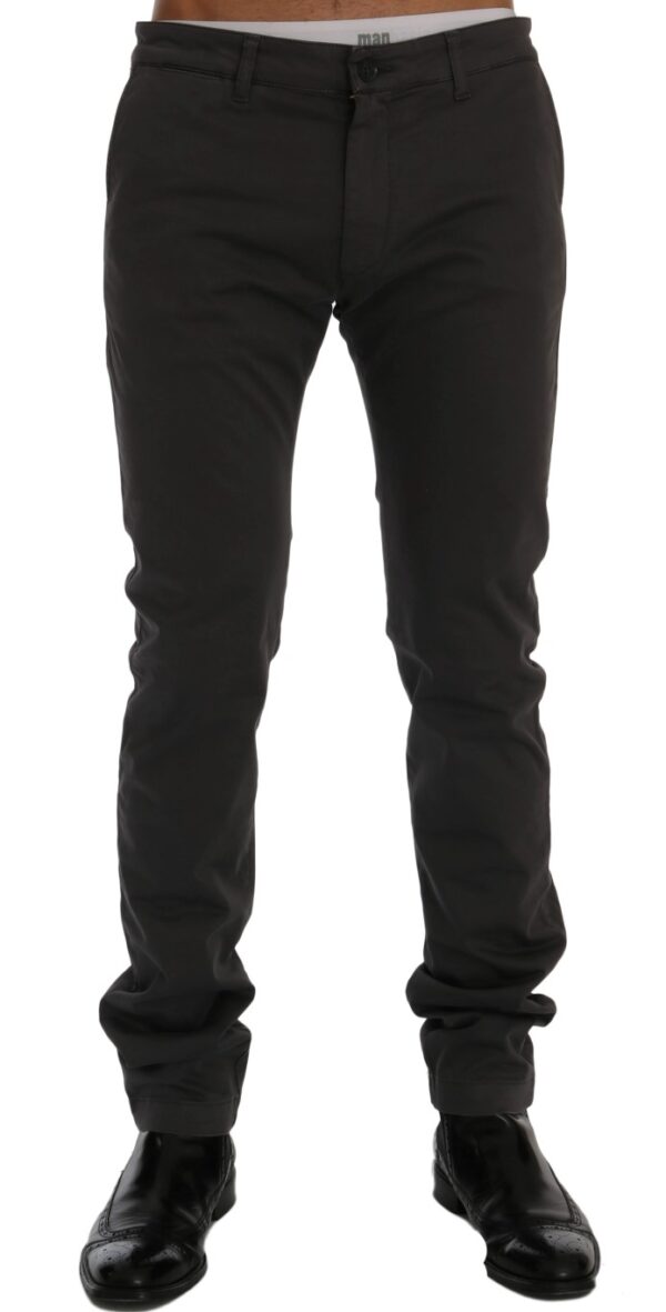 GF Ferre Gray Cotton Stretch Chinos Pants • Fashion Brands Outlet