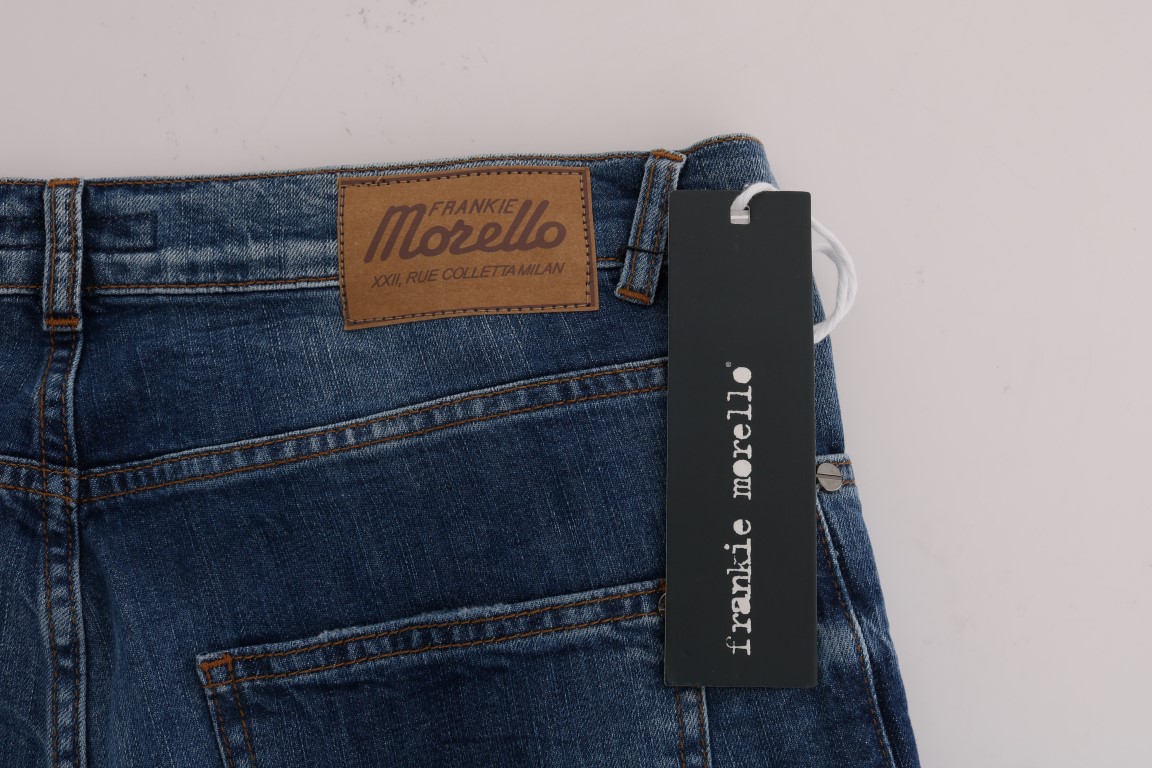 Frankie Morello Wash Torn Dundee Slim Fit Jeans Fashion