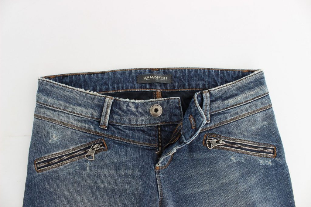 Ermanno Scervino Chic Slim-Fit Blue Denim Jeans • Fashion Brands Outlet