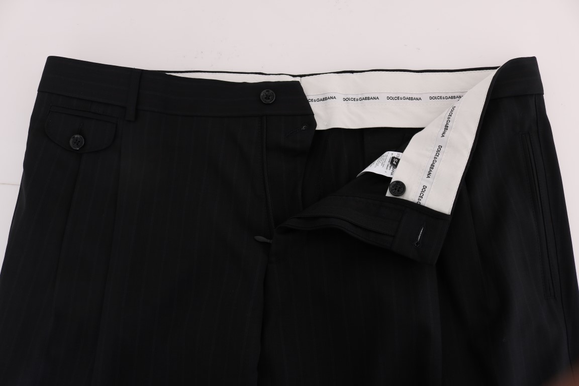Dolce & Gabbana Blue Striped Wool Stretch Pants • Fashion Brands Outlet