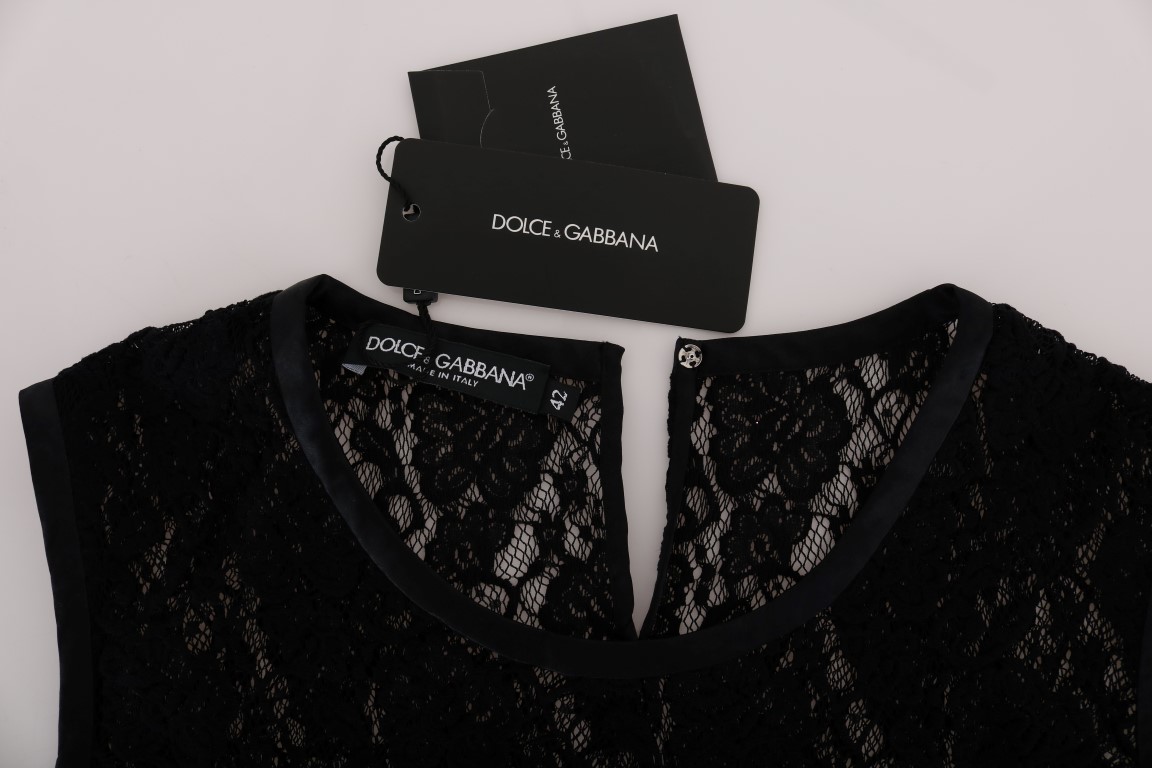 Dolce & Gabbana Black Ricamo Lace Transparent Blouse • Fashion 