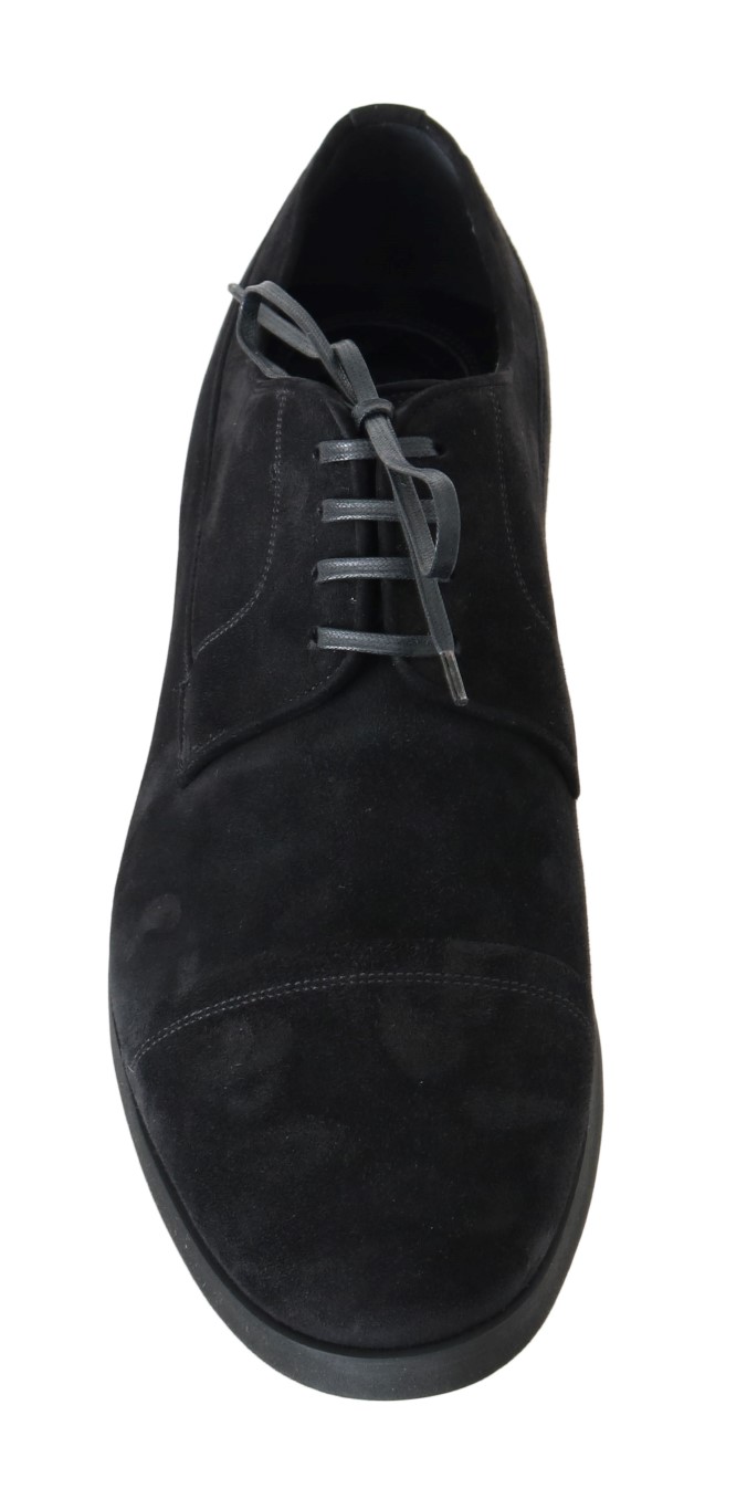 Dolce & Gabbana Black Suede Leather Formal Derby Shoes • Fashion 
