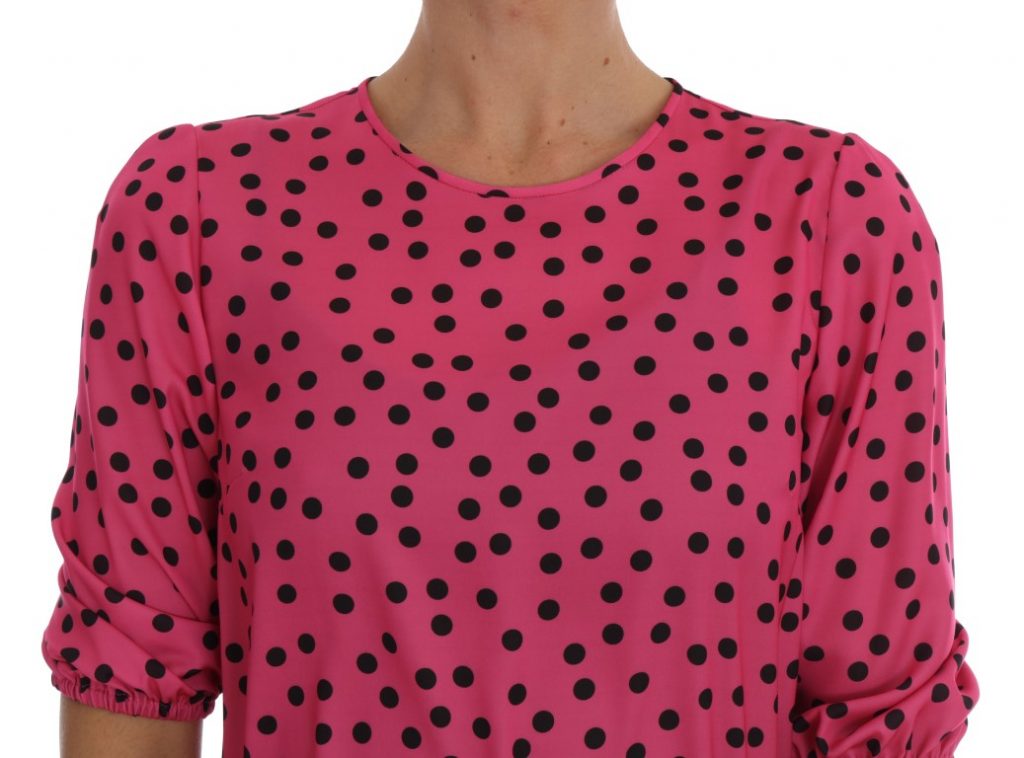 Dolce & Gabbana Pink Polka Dotted Silk Blouse • Fashion Brands Outlet