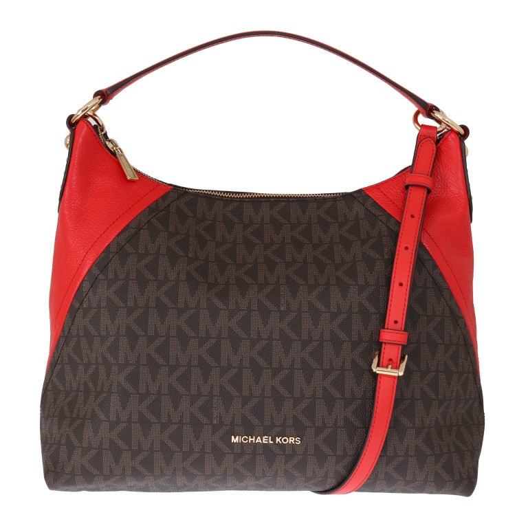red and brown mk purse