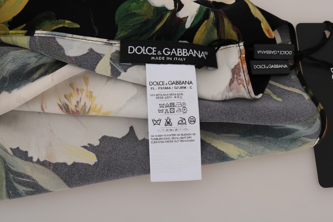 Dolce /& Gabbana Black White Tulip Silk Scarf