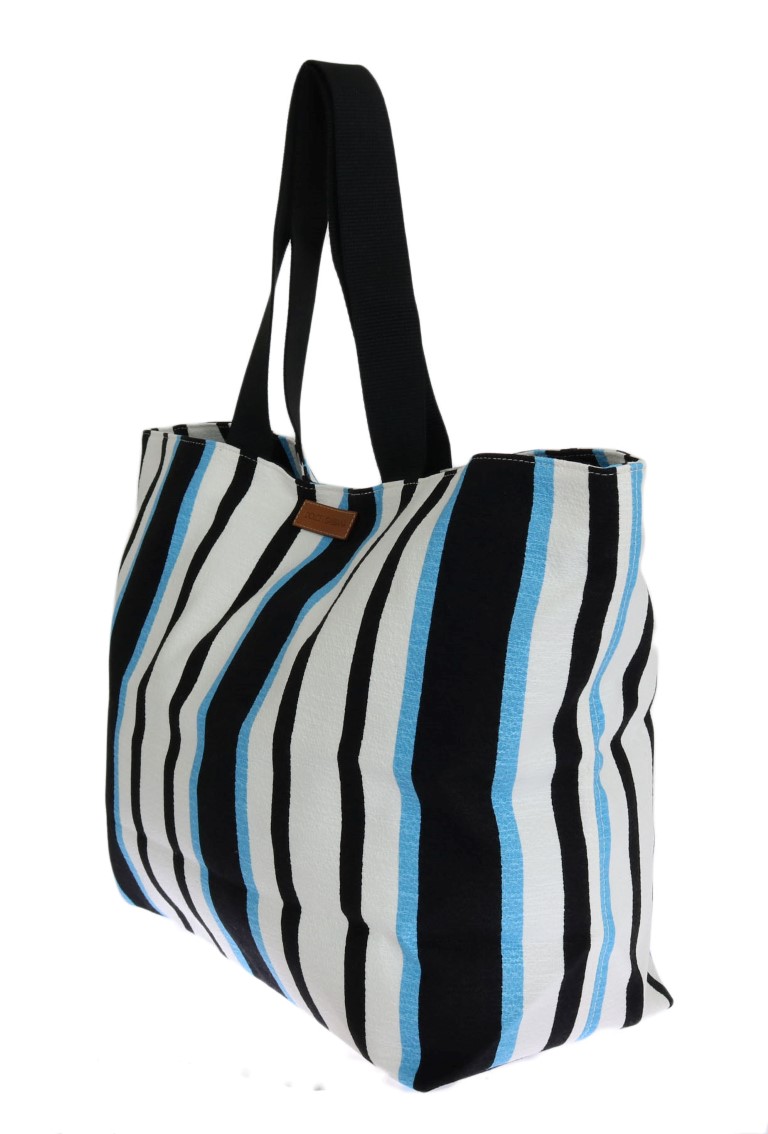 blue and white striped handbags