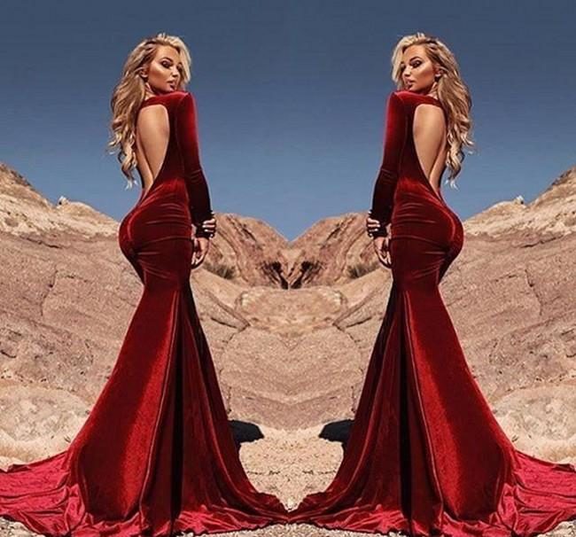 maxi red velvet dress for Christmas 2019