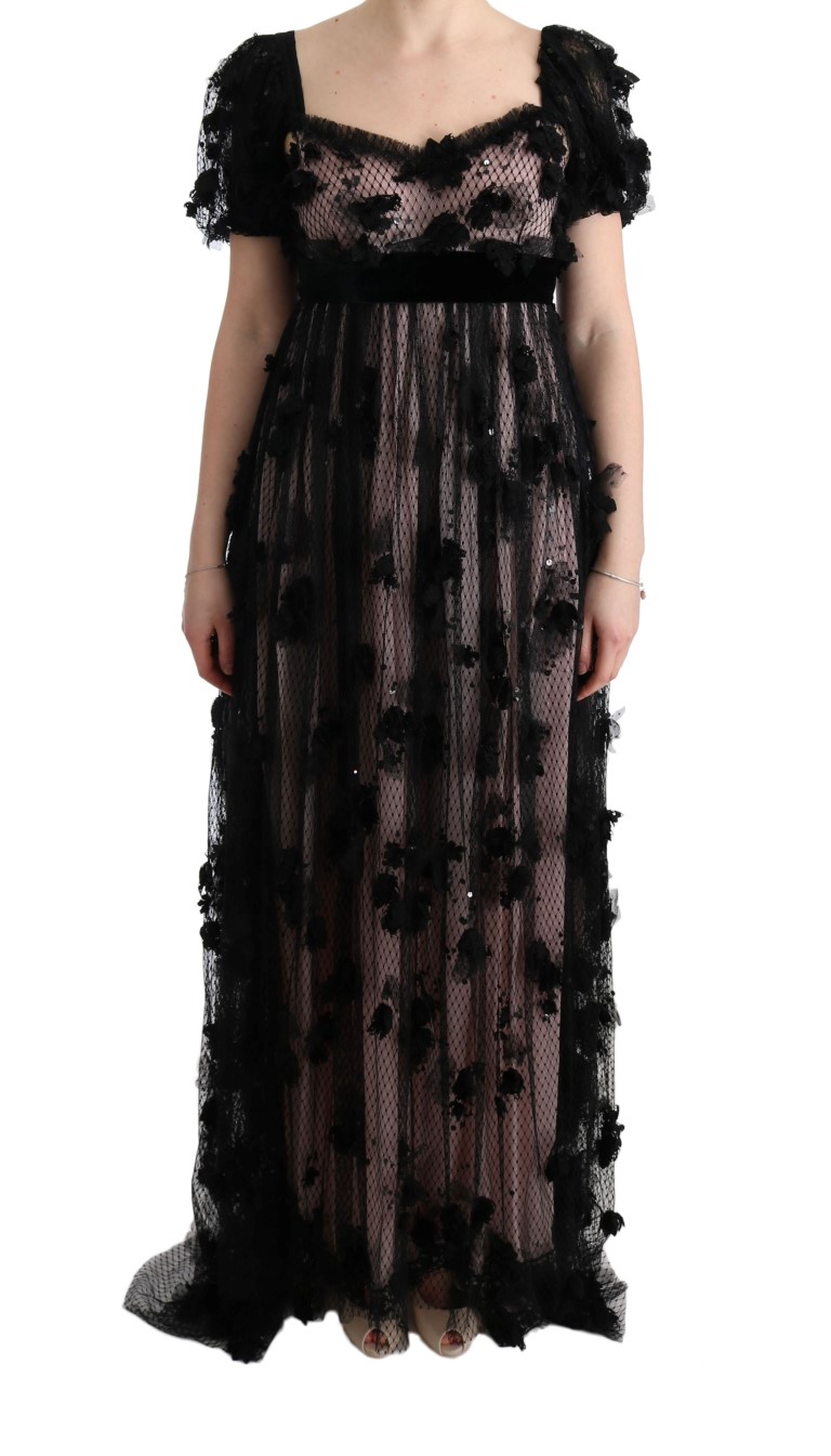Dolce & Gabbana Elegant Floral Applique Full Length Dress • Fashion ...