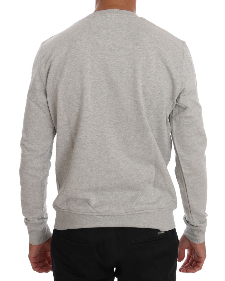 Frankie Morello Gray Cotton Crewneck Pullover Sweater • Brands Outlet