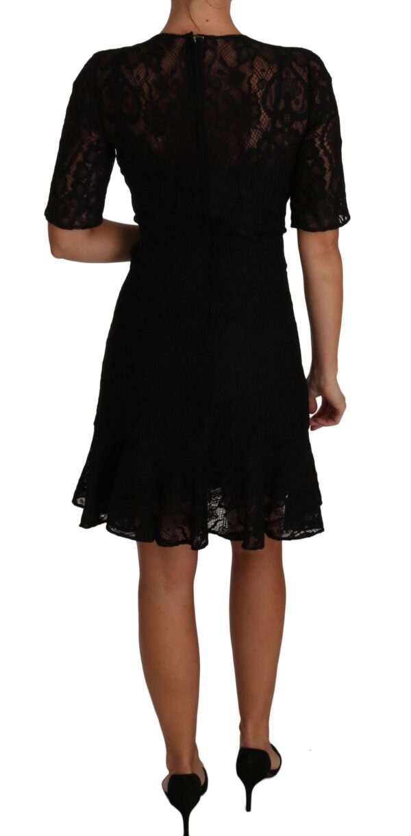 637803 Black Floral Lace Sheath Short Sleeves Dress 1.jpg