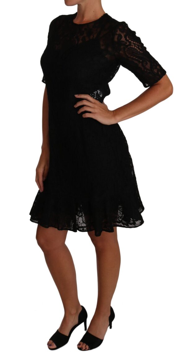 637803 Black Floral Lace Sheath Short Sleeves Dress 3.jpg