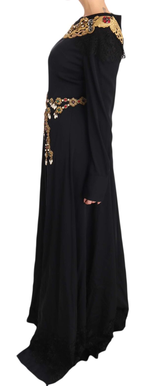 639922 Black Silk Stretch Gold Crystal Dress 1.jpg