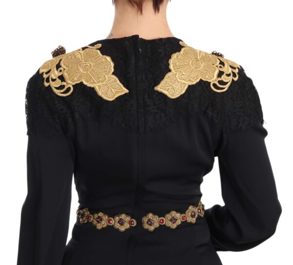 639922 Black Silk Stretch Gold Crystal Dress 6.jpg