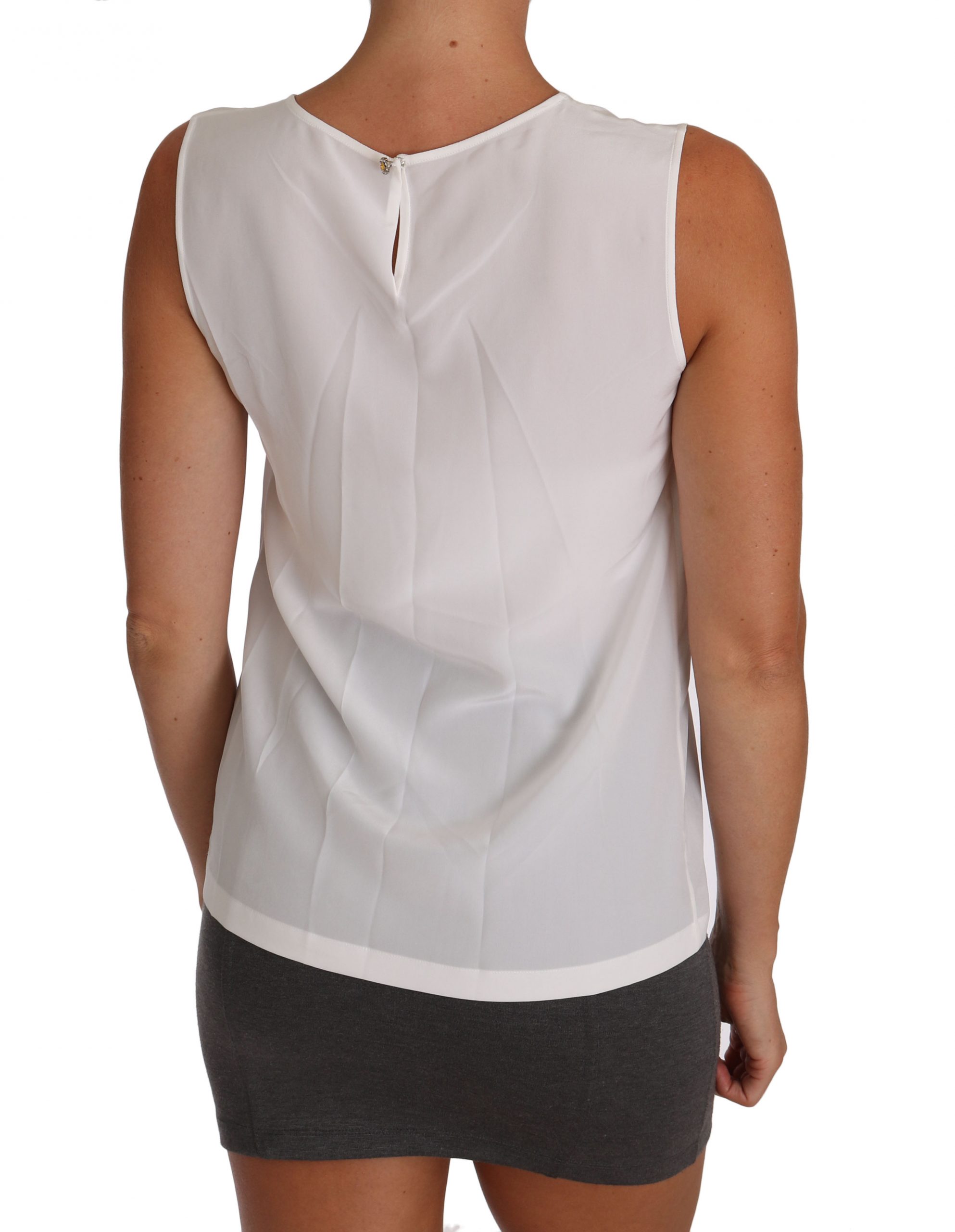 Womens Clothing Tops Sleeveless and tank tops Save 35% Dolce & Gabbana Silk A-line Sleeveless Blouse T-shirt Top in White 