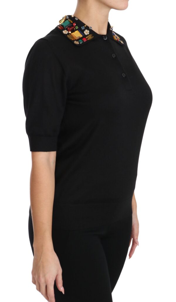 650423 Black Cashmere Crystal Collar Top T Shirt 3.jpg