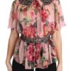 651010 Floral Print Silk Shirt With Pussy Bow Rose.jpg