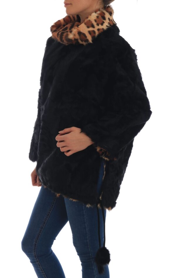 654682 Black Lamb Leopard Print Fur Coat Jacket 1.jpg