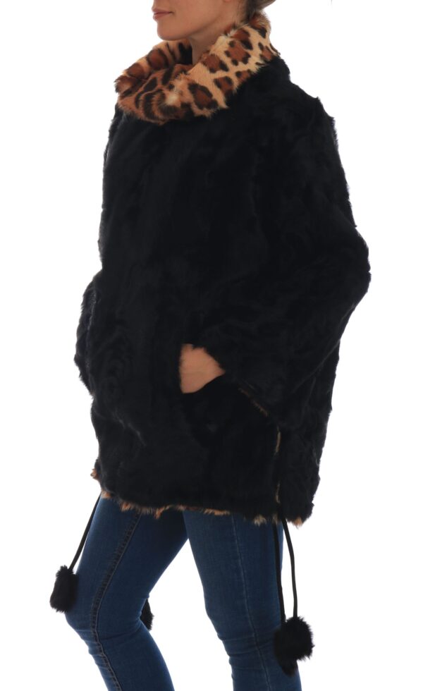 654682 Black Lamb Leopard Print Fur Coat Jacket 2.jpg