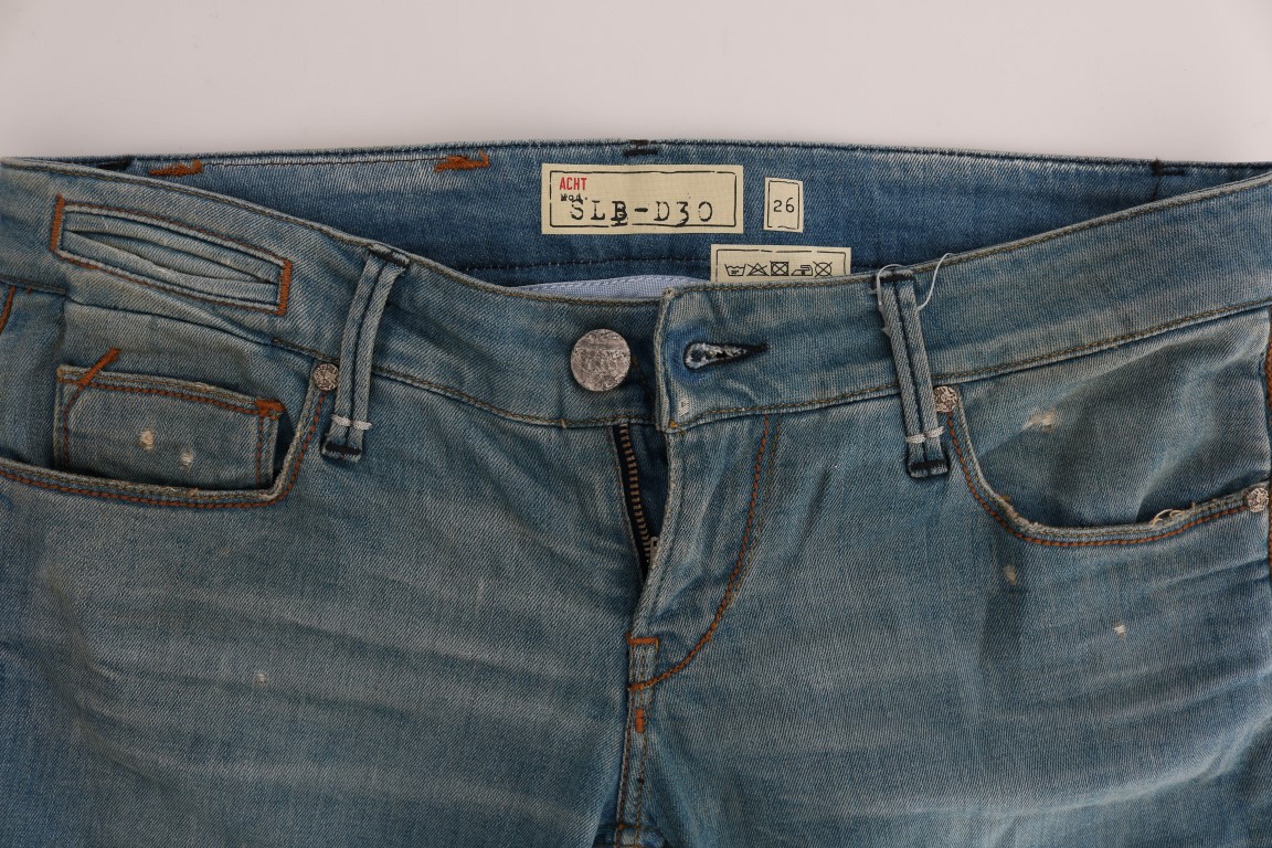 ACHT Blue Denim Cotton Bottoms Slim Fit Jeans • Fashion Brands Outlet