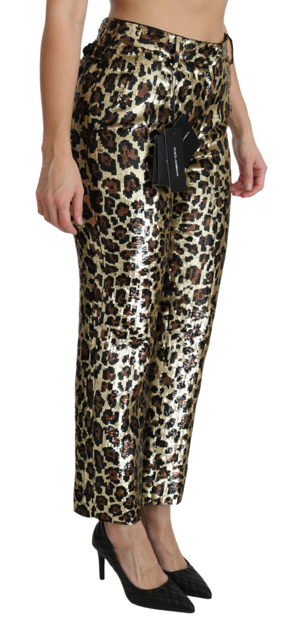 Chic High Waist Leopard Sequin Pants - Image 3