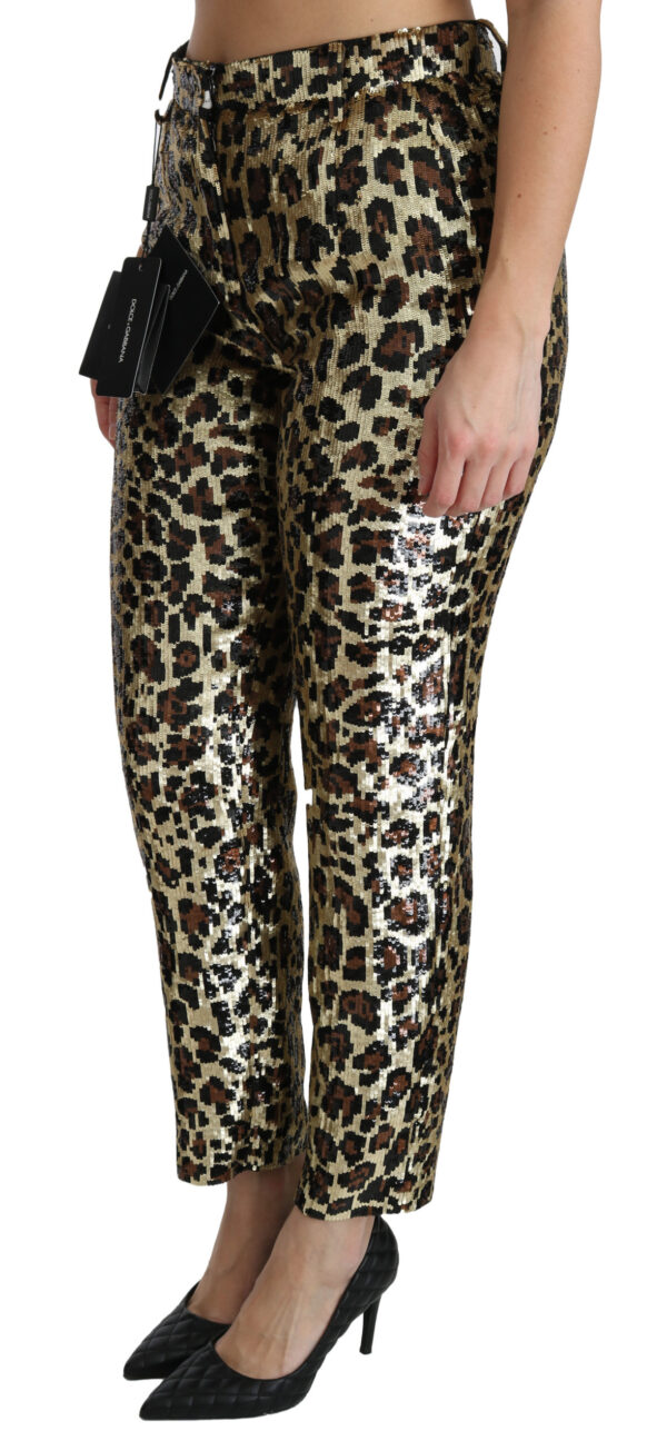 Chic High Waist Leopard Sequin Pants - Image 4