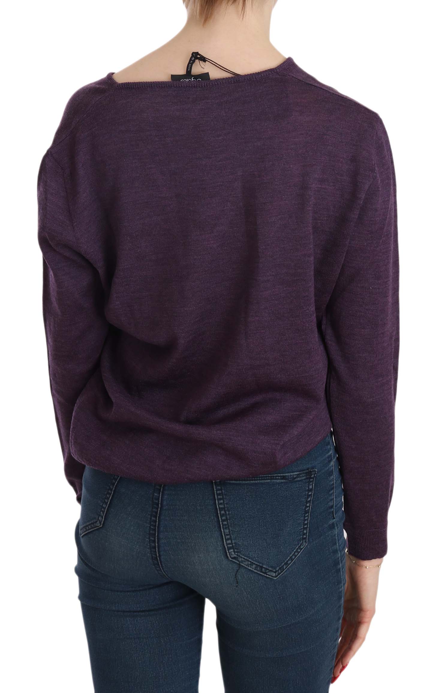 BYBLOS Purple V-neck Long Sleeve Pullover Top • Fashion Brands Outlet