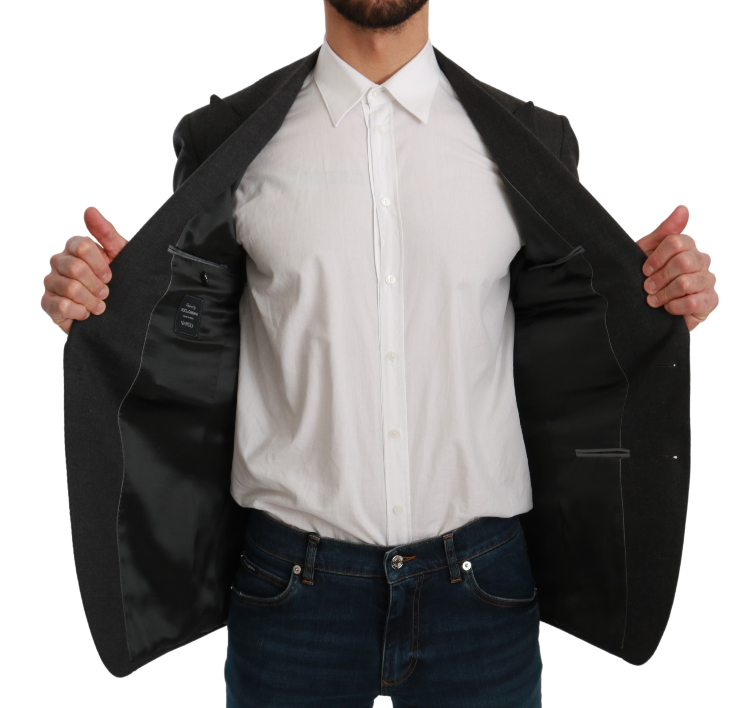 Dolce & Gabbana Napoli Slim Fit Jacket Wool Blazer in Gray - Save 25% Womens Mens Clothing Mens Jackets Blazers Black 