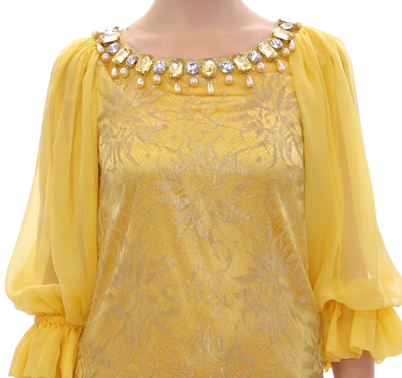 Dolce & Gabbana Yellow lace crystal mini dress • Fashion Brands Outlet