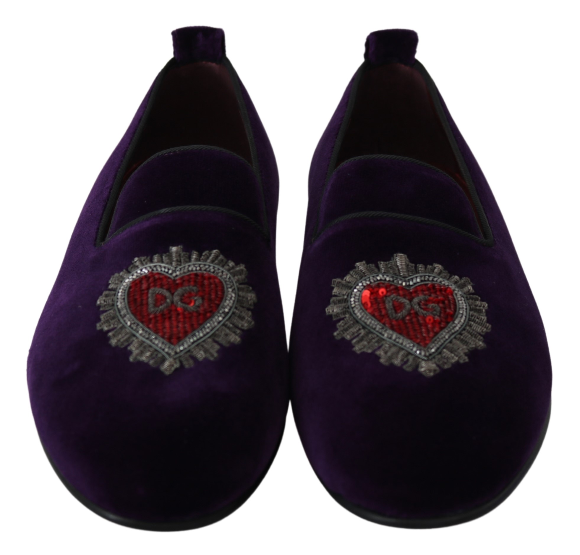 Dolce & Gabbana Purple Velvet Flats Heart Loafers Shoes • Fashion Brands  Outlet