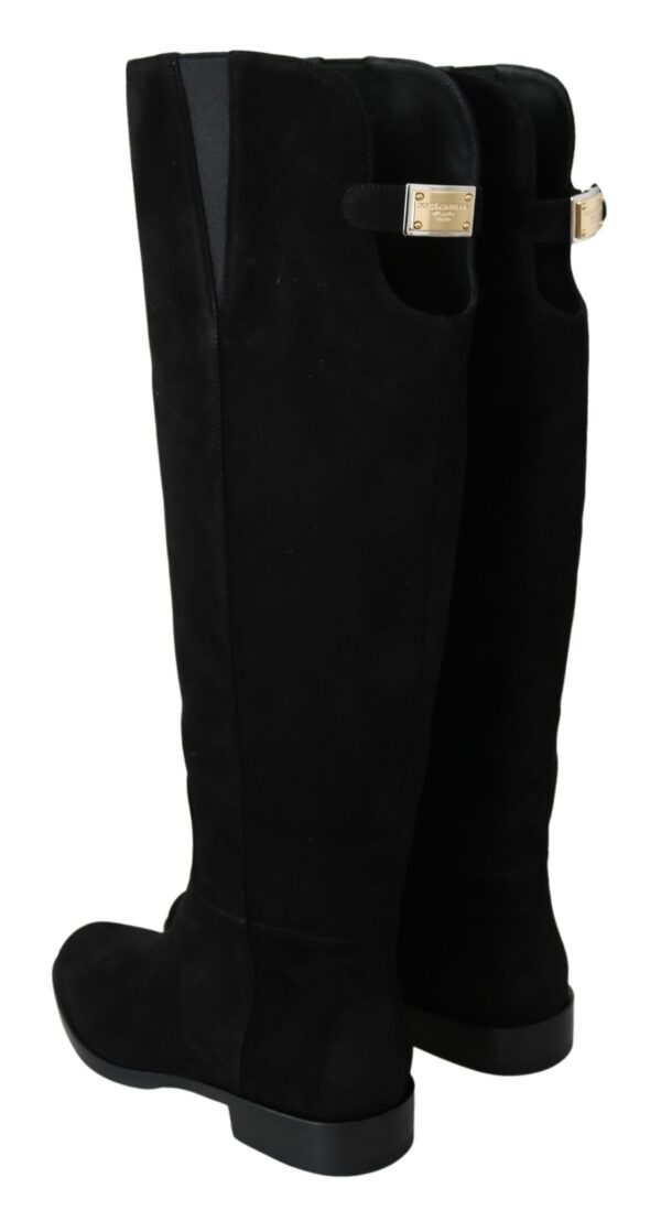 Dolce & Gabbana Elegant Black Suede Knee High Boots - Image 6
