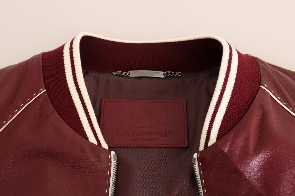 Hoopvol Dag Vulkaan Dolce & Gabbana Bordeaux Lambskin Bomber Stitched Jacket • Fashion Brands  Outlet