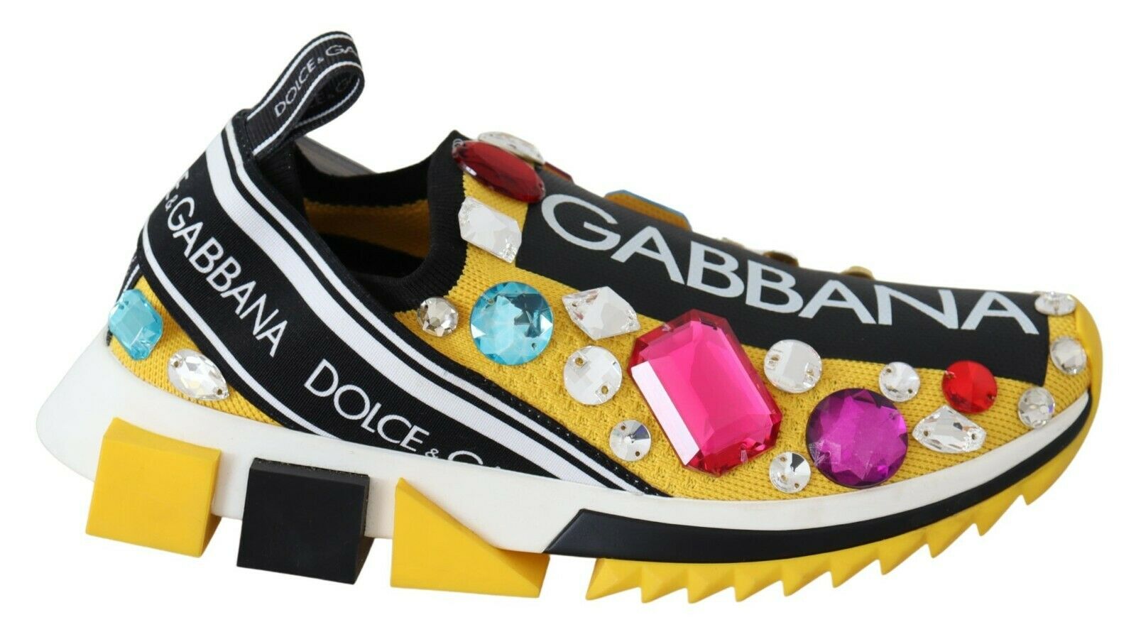 Dolce & Gabbana Yellow Multicolor Crystals Sneakers Shoes • Fashion Brands  Outlet