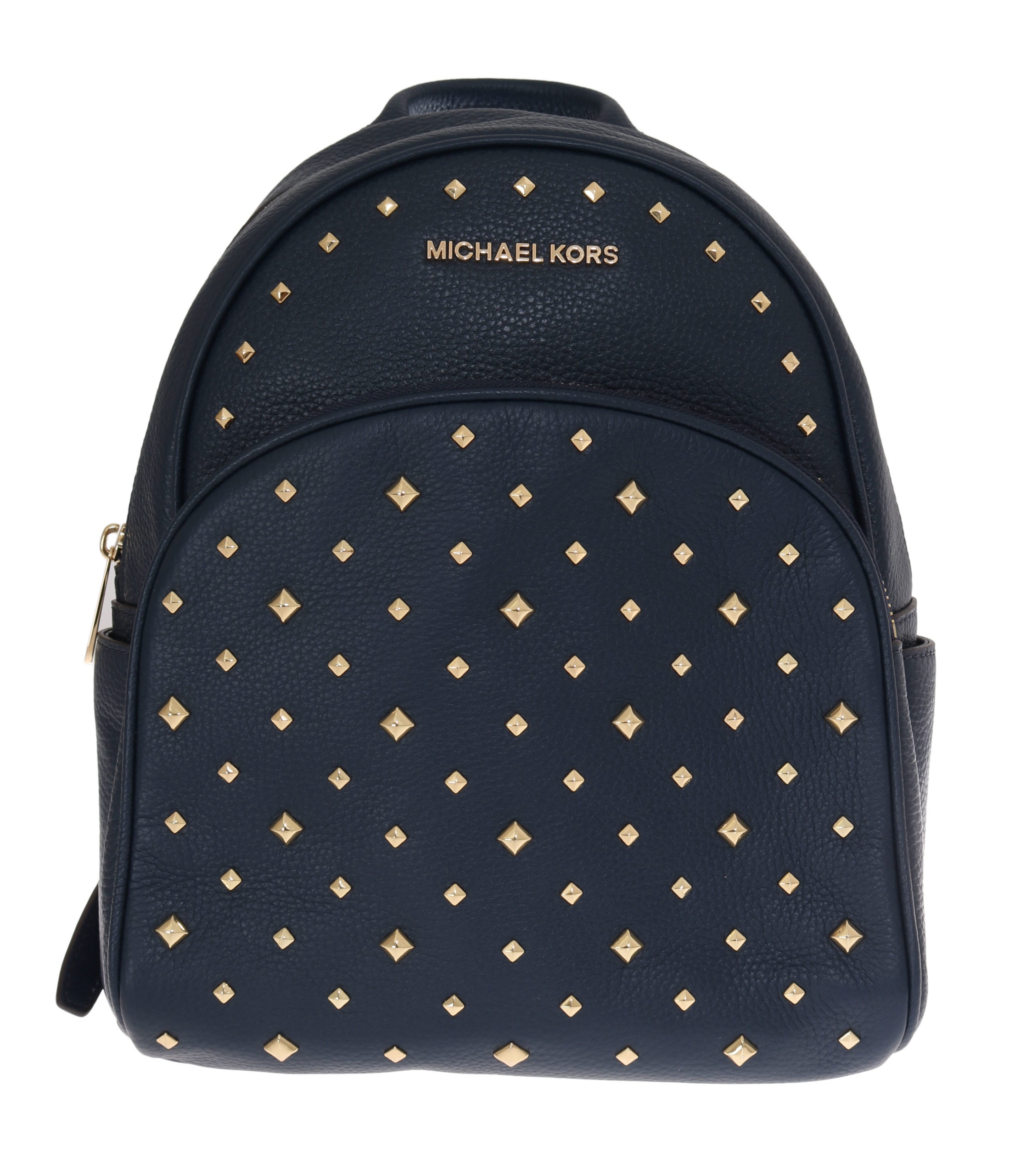 Michael Kors Dark Blue Navy Backpack Bag Medium Abbey Leather Gold Tone  Metal
