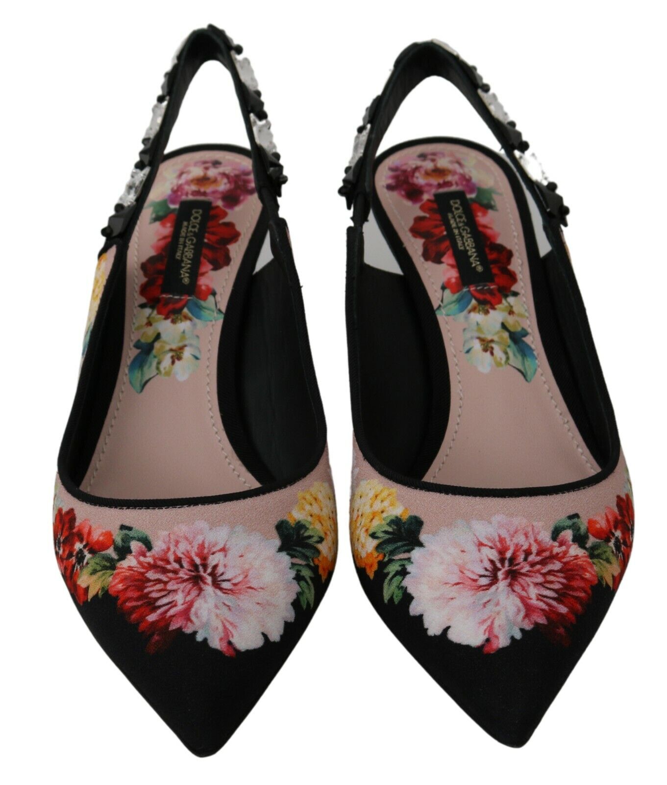 Dolce & Gabbana Black Floral Crystal Heels Slingbacks Shoes • Fashion  Brands Outlet