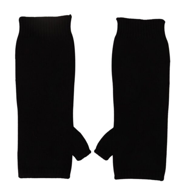Dolce & Gabbana Elegant Black Cashmere Fingerless Gloves - Image 4