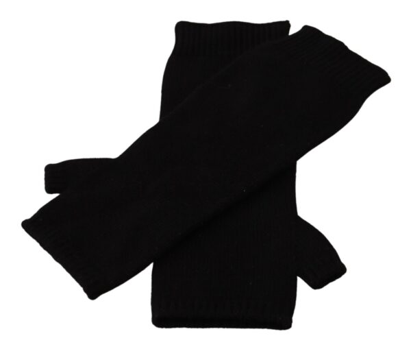 Dolce & Gabbana Elegant Black Cashmere Fingerless Gloves - Image 5