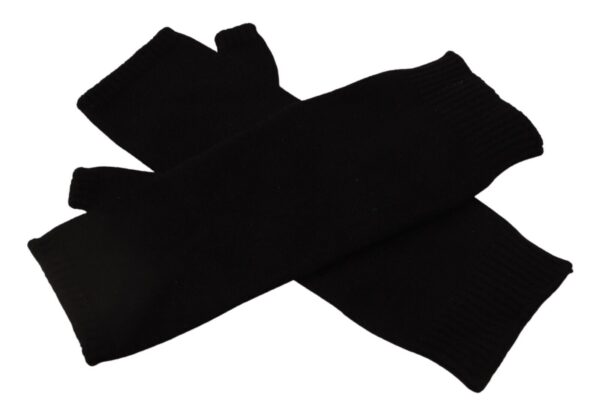 Dolce & Gabbana Elegant Black Cashmere Fingerless Gloves - Image 6