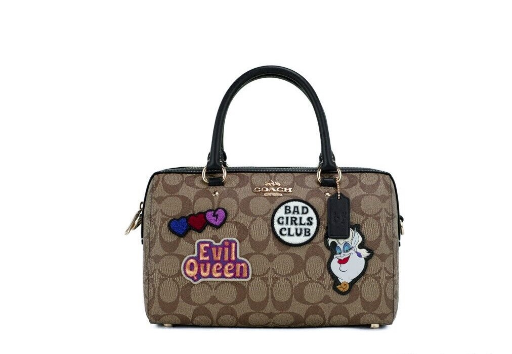 COACH Disney Villain Patches Signature Coated Canvas Rowan Satchel Bag •  Fashion Brands Outlet