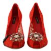 Dolce & Gabbana Red Crystal Taormina Lace Heels Pumps - Image 7