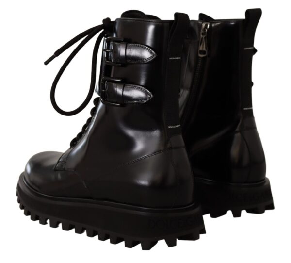 Dolce & Gabbana Elegant Black Leather Ankle Boots - Image 4