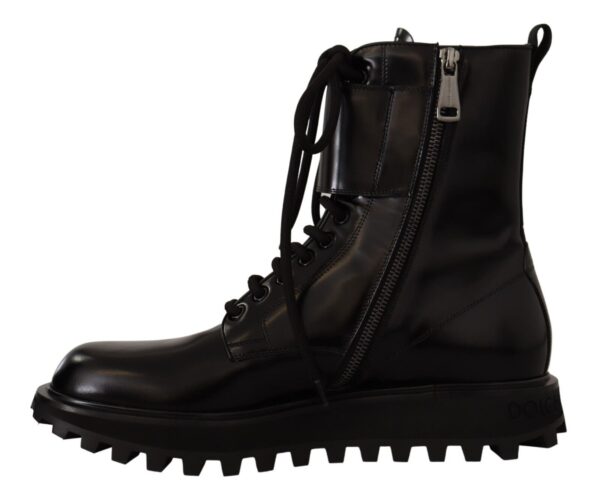 Dolce & Gabbana Elegant Black Leather Ankle Boots - Image 5