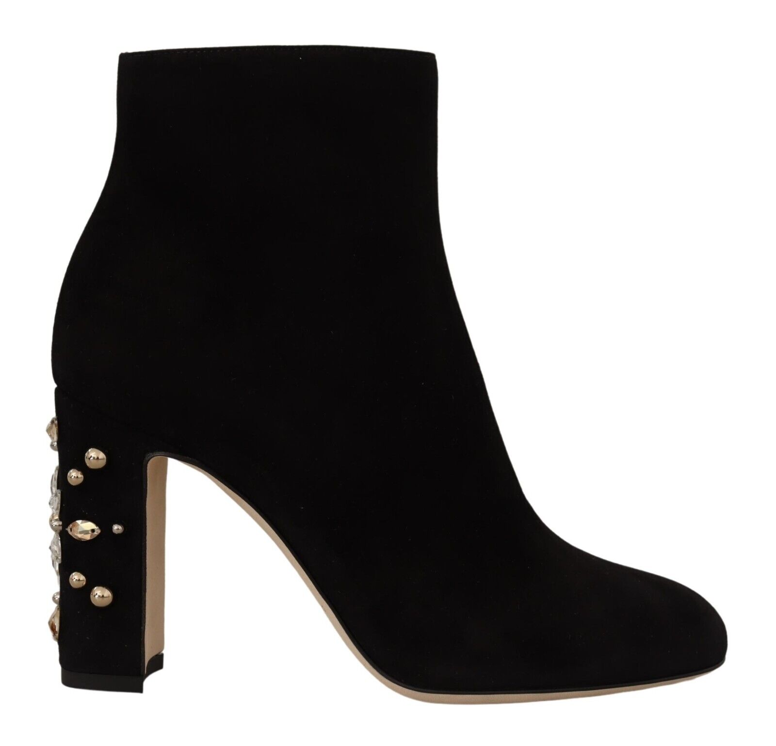 Dolce & Gabbana Black Suede Leather Crystal Heels Boots Shoes • Fashion  Brands Outlet