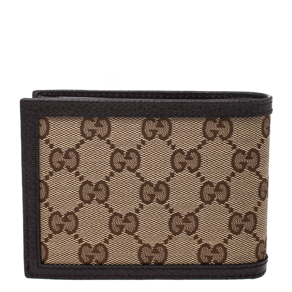 Gucci Gucci Men's Brown Canvas Bifold Wallet 292534 Fashion Brands